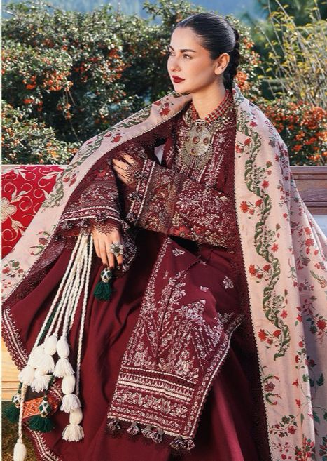 Elegant Dhanak 3 Piece Embroidered