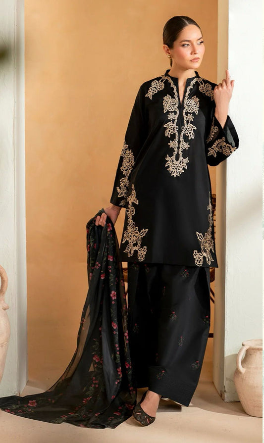 Premium Dhanak 3 Piece Embroidered