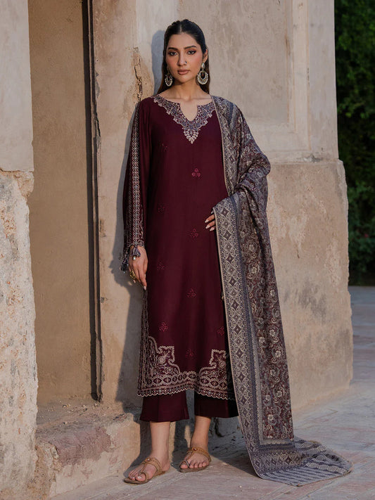 Soft Dhanak 3 Piece Embroidered with Printed pashmina wool Shawl