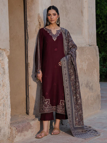 Soft Dhanak 3 Piece Embroidered with Printed pashmina wool Shawl