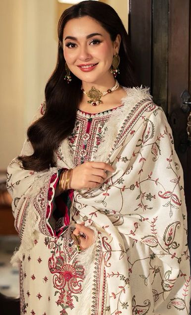 Elegant Dhanak 3 Piece Embroidered