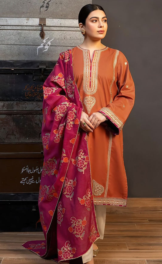 Fine Quality Lawn 3Pc Embroidered