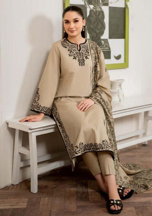 Elegant Dhanak 3 Piece Embroidered