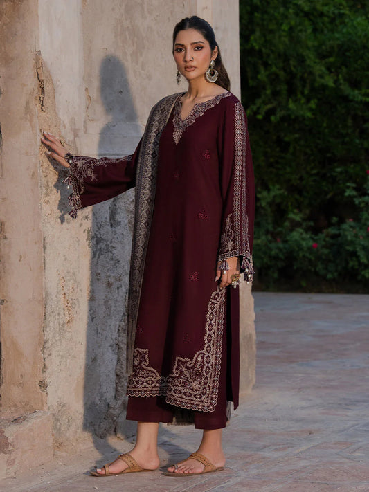 Soft Dhanak 3 Piece Embroidered with Printed pashmina wool Shawl