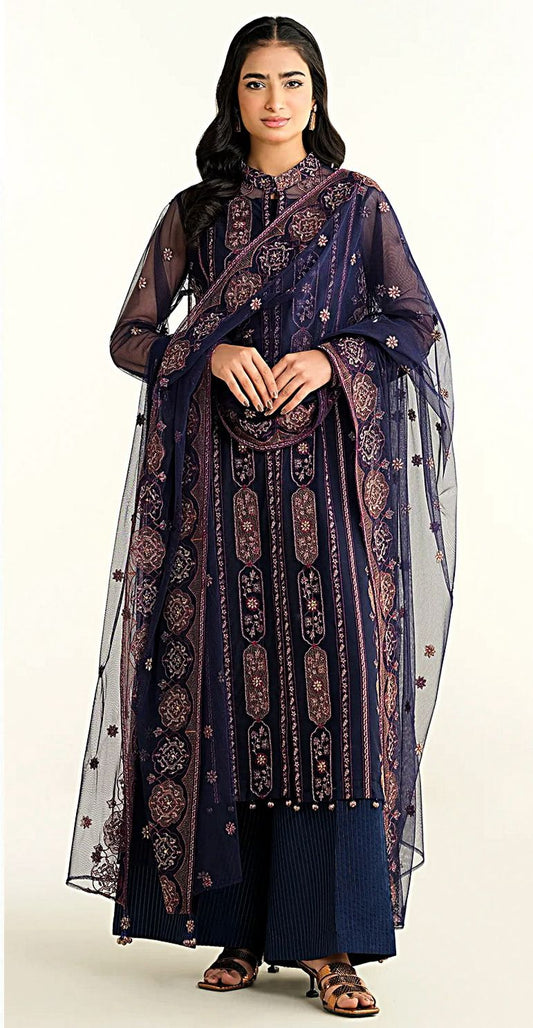 Elegant Dhanak 3 Piece Embroidered