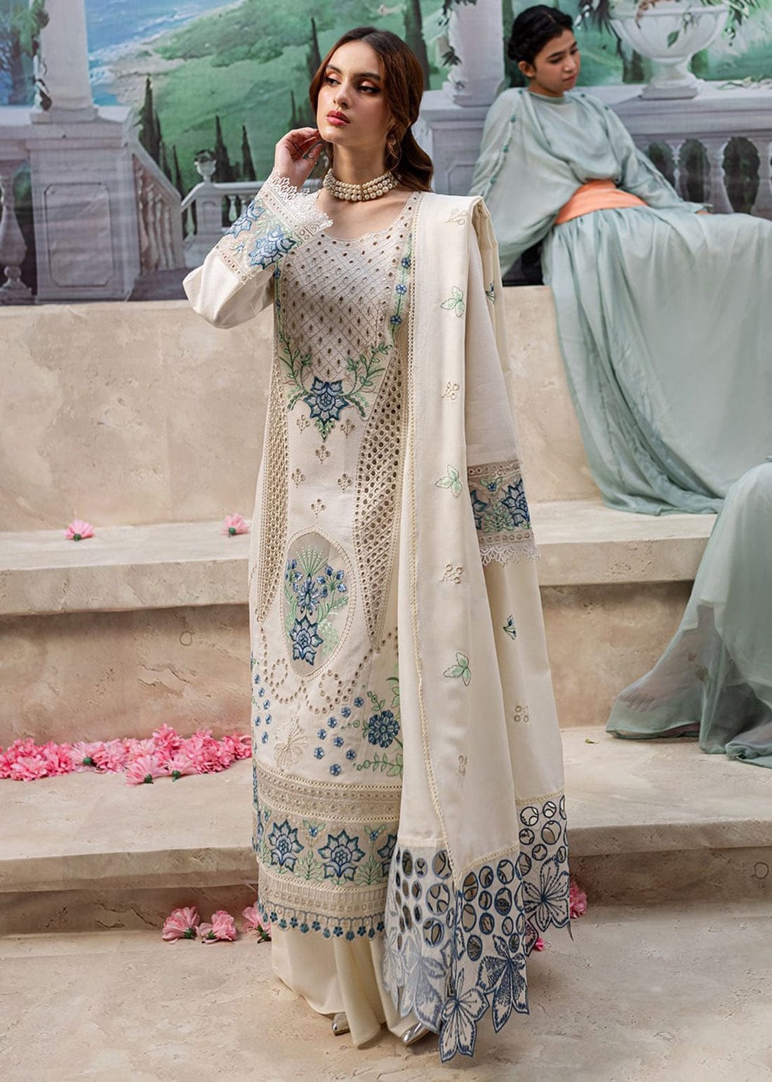Preium Dhanak 3 Piece Embroidered