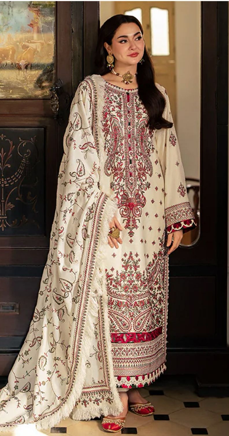 Elegant Dhanak 3 Piece Embroidered