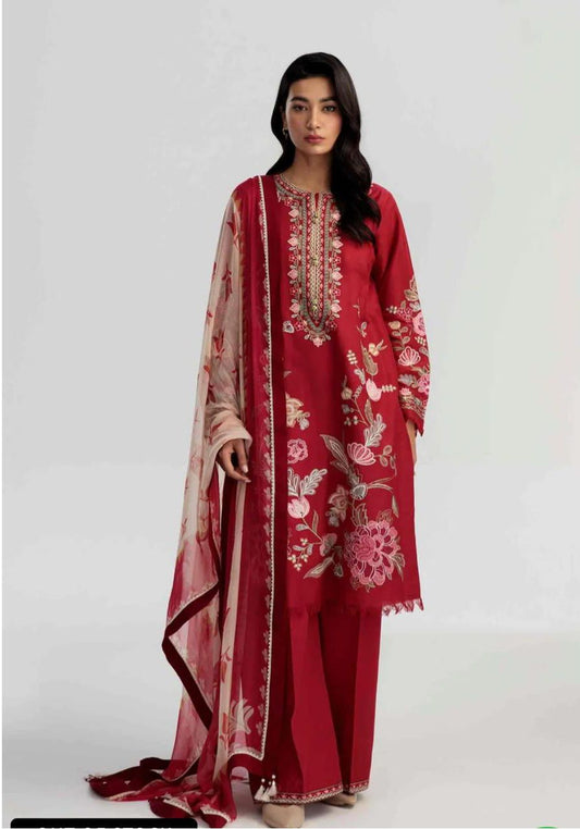Elegant Dhanak 3 Piece Embroidered