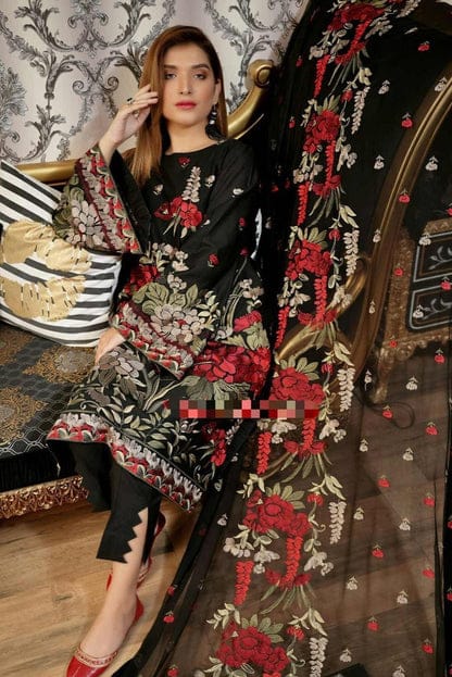 Elegant Dhanak 3 Piece Embroidered