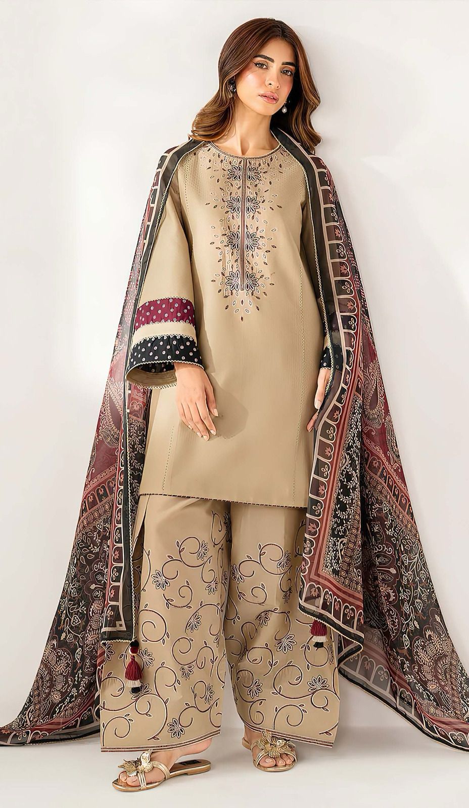Premium Dhanak 3 Piece Embroidered