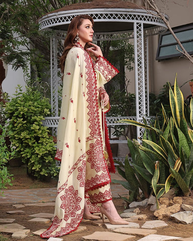 Elegant Dhanak 3 Piece Embroidered
