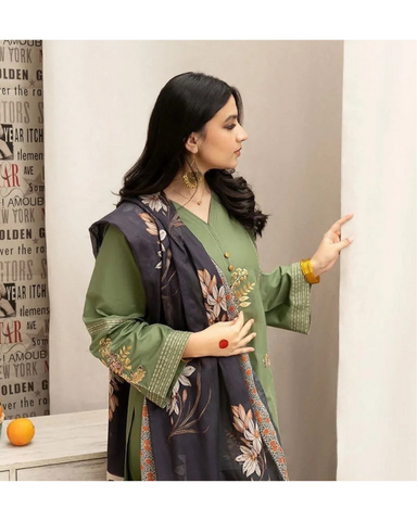 Soft Dhanak 3 Piece Embroidered with Printed pashmina wool Shawl