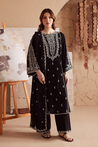 Elegant Dhanak 3 Piece Embroidered with Dhanak Embroidered Shawl