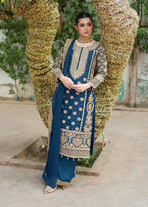 Premium Dhanak 3 Piece Embroidered