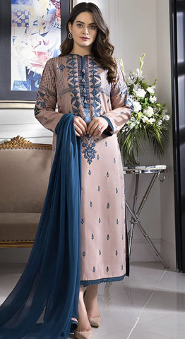 Elegant Dhanak 3 Piece Embroidered