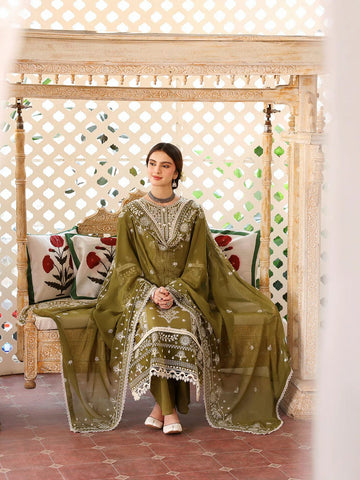 Premium Dhanak 3 Piece Embroidered