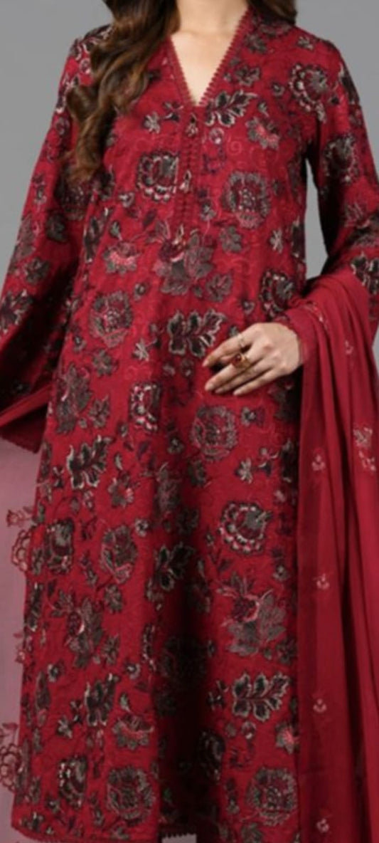 Premium Dhanak 3 Piece Embroidered