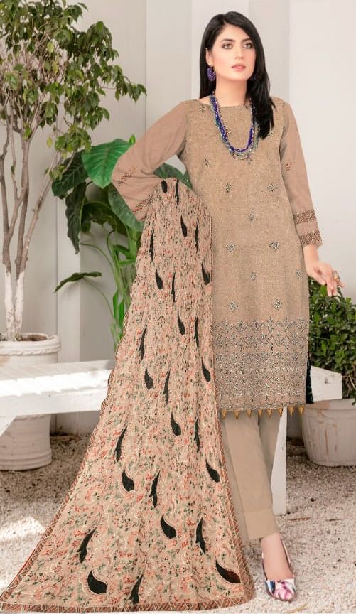 Luxury Dhanak 3 Piece Embroidered