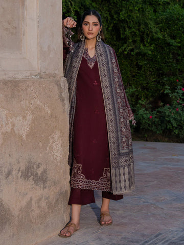 Soft Dhanak 3 Piece Embroidered with Printed pashmina wool Shawl