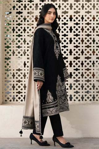 3 Piece Embroidered with Dhanak Embroidered Shawl