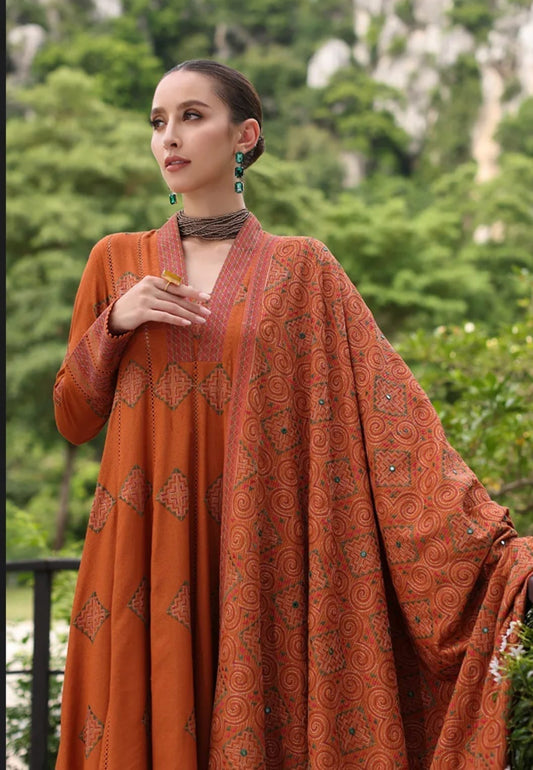 Elegant Dhanak 3 Piece Embroidered