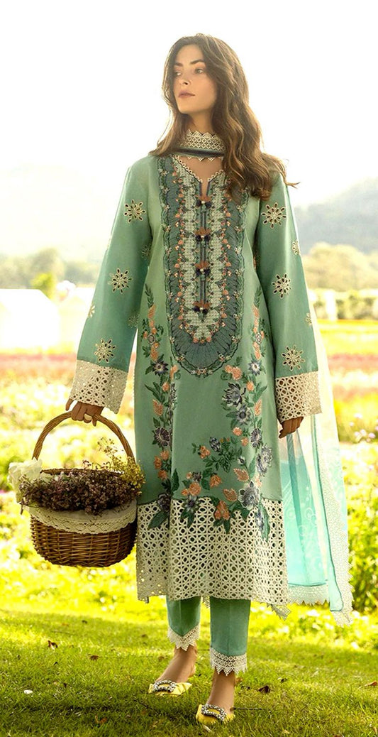 Elegant Dhanak 3 Piece Embroidered
