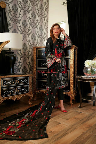 Elegant Dhanak 3 Piece Embroidered