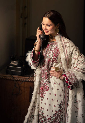 Elegant Dhanak 3 Piece Embroidered
