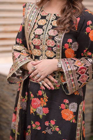 Premium Shemoz Silk 3 Piece Embroidered
