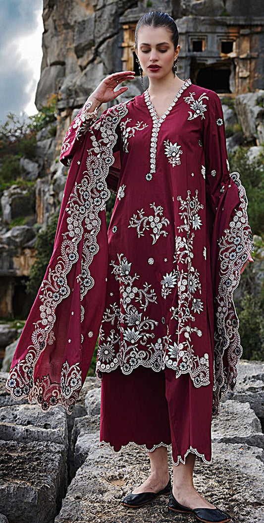 Elegant Dhanak 3 Piece Embroidered