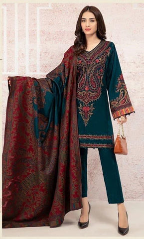 Elegant Dhanak 3 Piece Embroidered