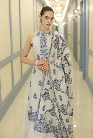 Elegant Dhanak 3 Piece Embroidered