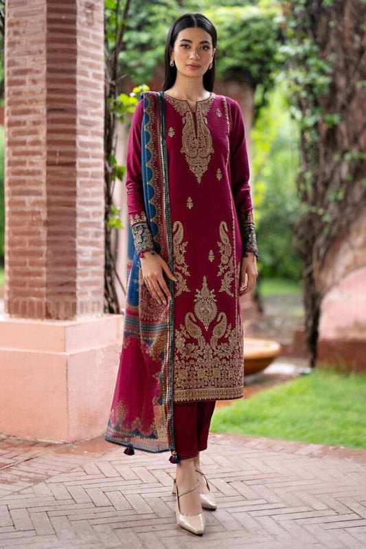 Elegant Dhanak 3 Piece Embroidered