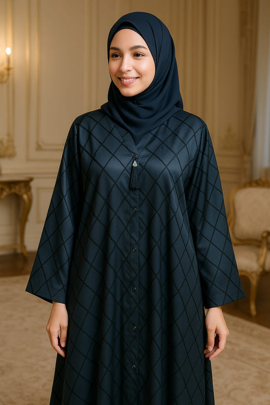 Elegant Maroon Abaya With Black Check