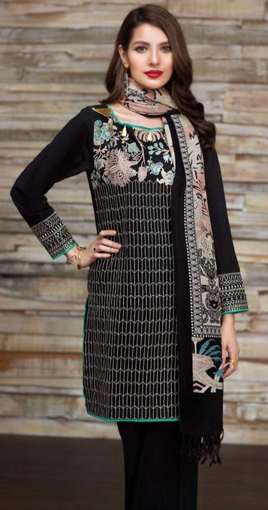 Elegant Dhanak 3 Piece Embroidered