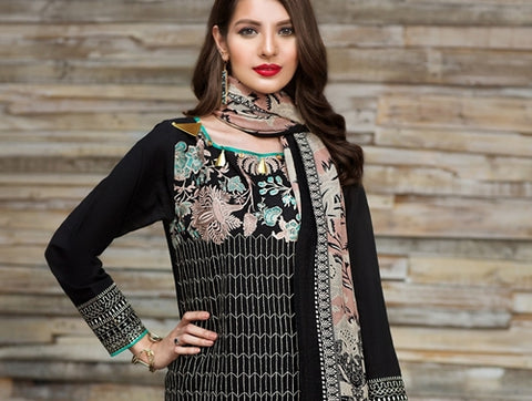 Elegant Dhanak 3 Piece Embroidered