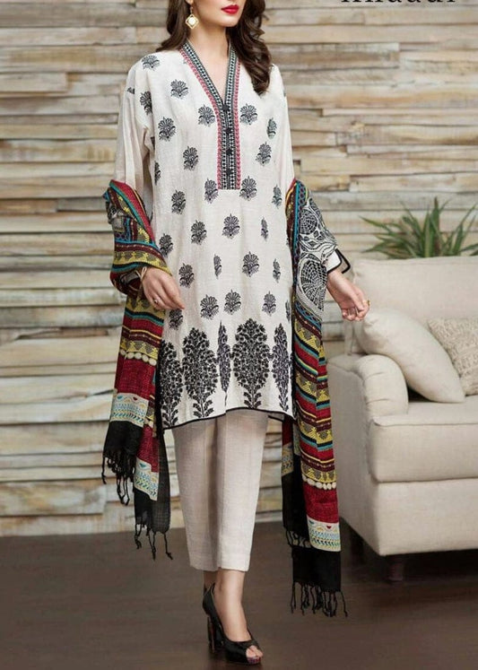 Elegant Dhanak 3 Piece Embroidered