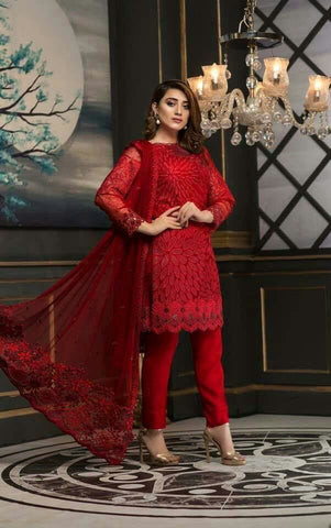 Elegant Dhanak 3 Piece Embroidered