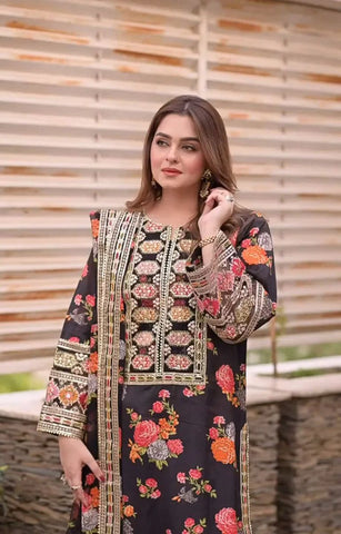Premium Shemoz Silk 3 Piece Embroidered