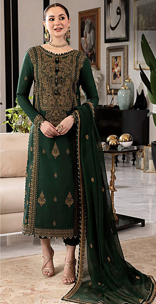 Elegant Dhanak 3 Piece Embroidered