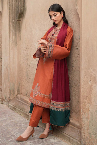 Elegant Dhanak 3 Piece Embroidered