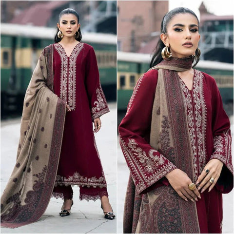 Elegant Dhanak 3 Piece Embroidered