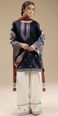 Premium Dhanak 3 Piece Embroidered