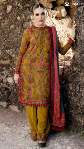 Premium Dhanak 3 Piece Embroidered