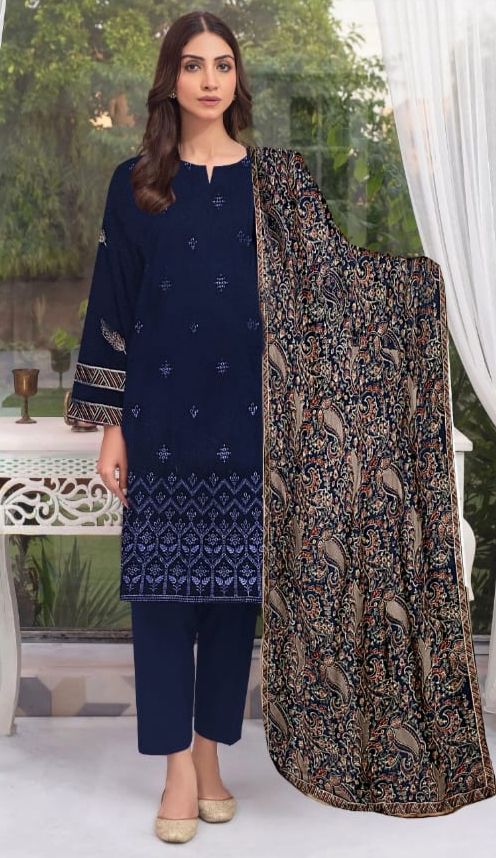 Premium Dhanak 3 Piece Embroidered