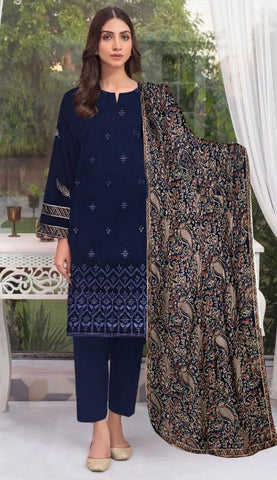 Premium Dhanak 3 Piece Embroidered