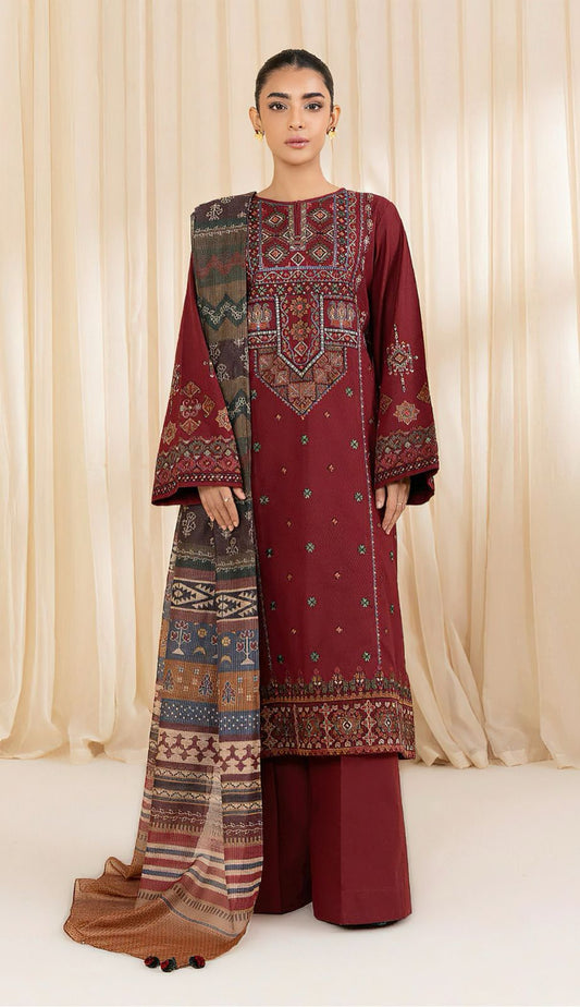 Premium Dhanak 3 Piece Embroidered