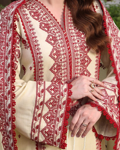 Elegant Dhanak 3 Piece Embroidered
