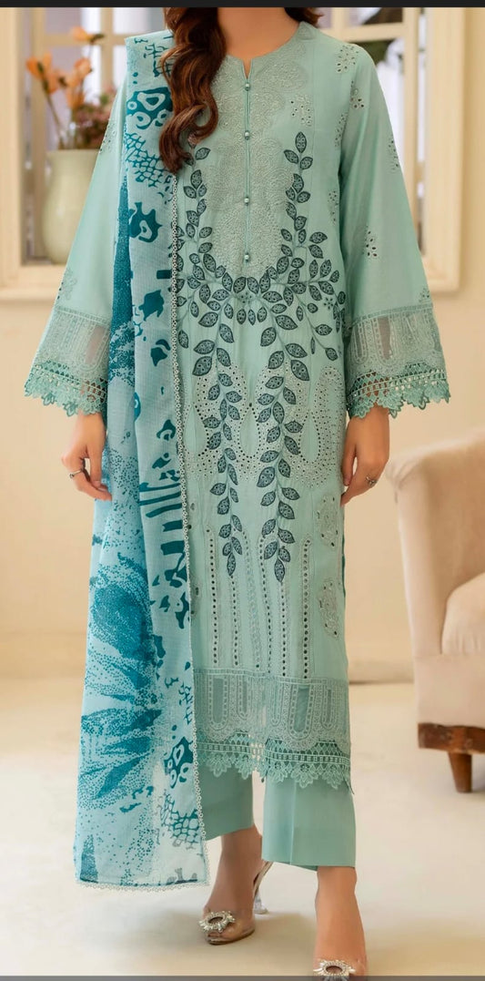 Premium Dhanak 3 Piece Embroidered