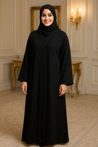 Elegant Abaya With Bow Embroidery